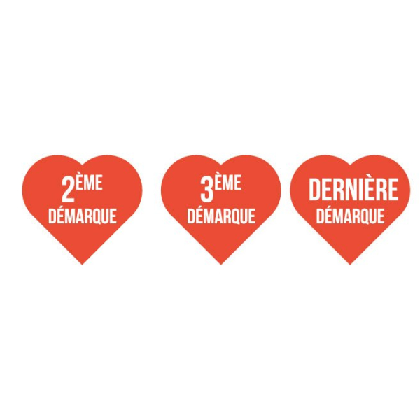 Stickers démarques soldes coeurs rouges