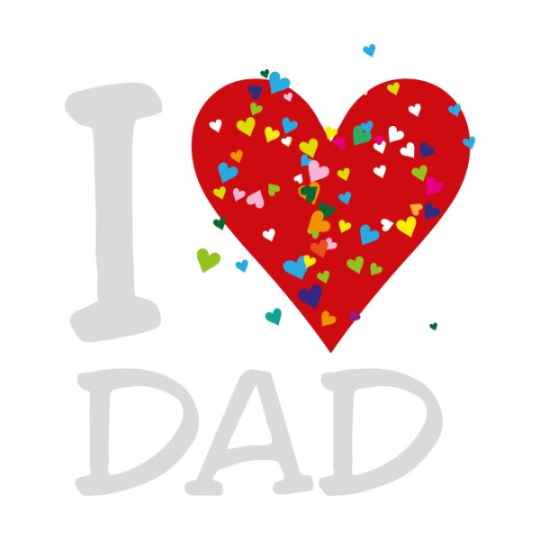 Sticker I love Dad et coeur rouge et colores