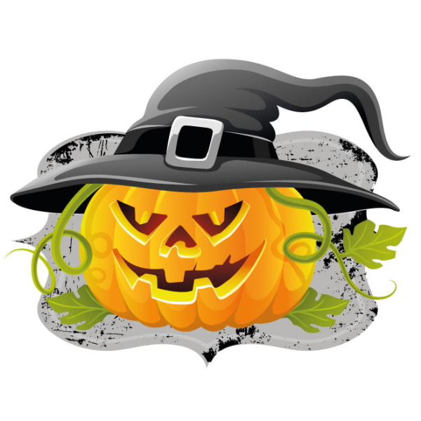 sticker halloween citrouille chapeau de sorcier