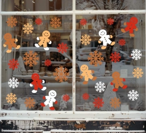 Stickers vitrine Biscuits de Noël