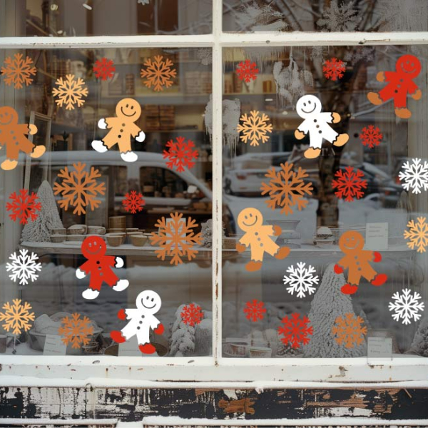Stickers vitrine Biscuits de Noël