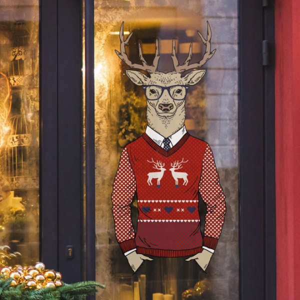sticker Noël hipster cerf