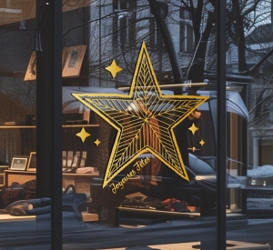 Sticker vitrine Joyeuses Fêtes Étoile