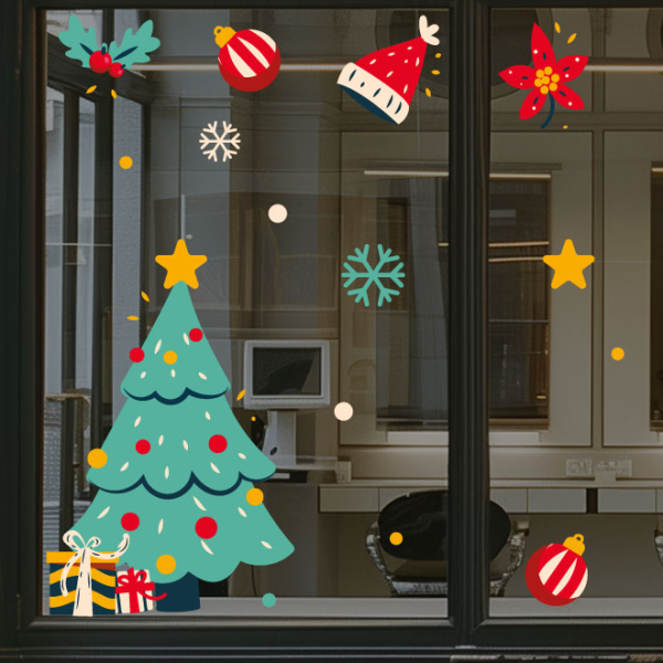 Stickers Planche de Noël vitrine