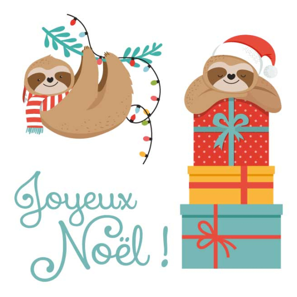 stickers Noël animaux paresseux mignons