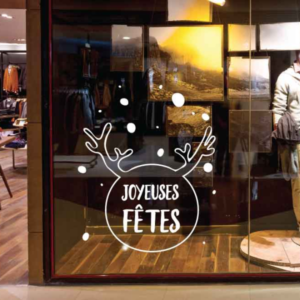 stickers vitrine joyeuses fêtes