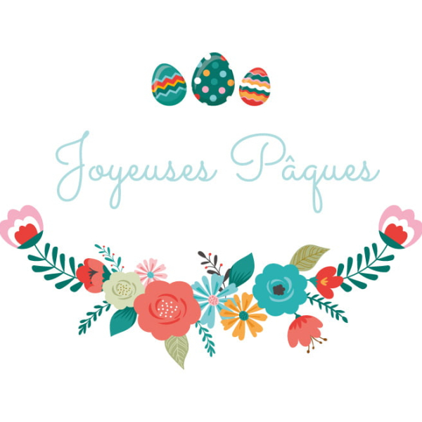 Sticker Joyeuses Pâques Fleuris