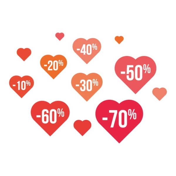 Stickers pourcentage coeurs