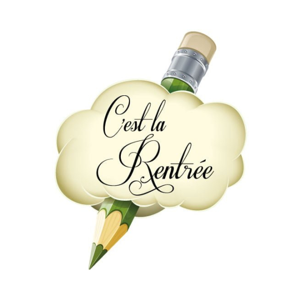 Sticker rentrée vintage crayon nuage
