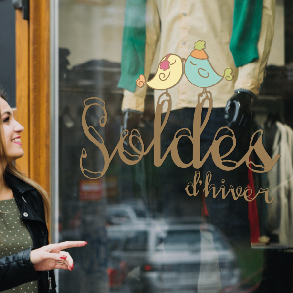 Sticker soldes mignon oiseaux amoureux
