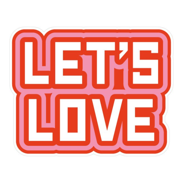 Sticker Let's Love pour vitrine de St Valentin