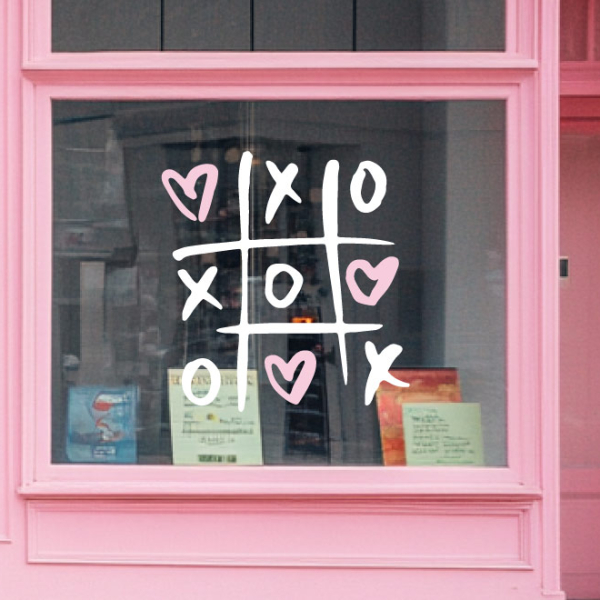 vitrine Sticker St Valentin jeu d'amour morpions