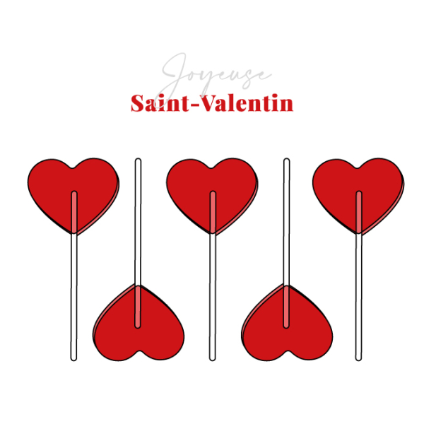 Stickers sucettes coeurs St valentin