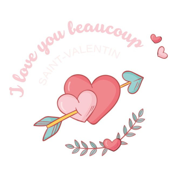 Sticker St Valentin I love you beaucoup design BD