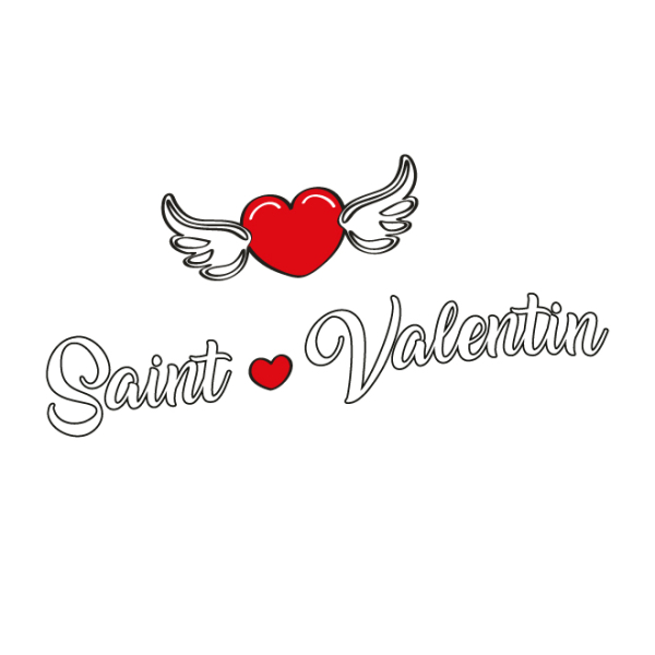 Adhésif Saint-Valentin coeur ailes