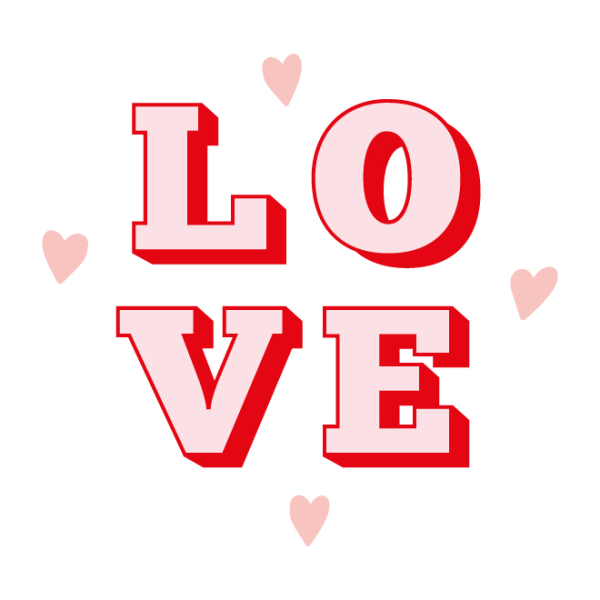 Adhésif LOVE rouge et rose st valentin