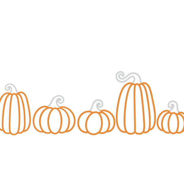 Sticker Halloween composé de cinq citrouilles graphiques orange et blanc