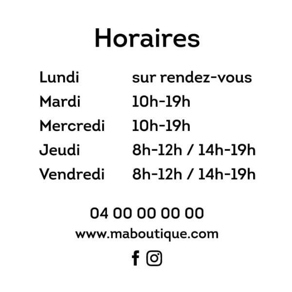 adhésif horaires d'ouverture