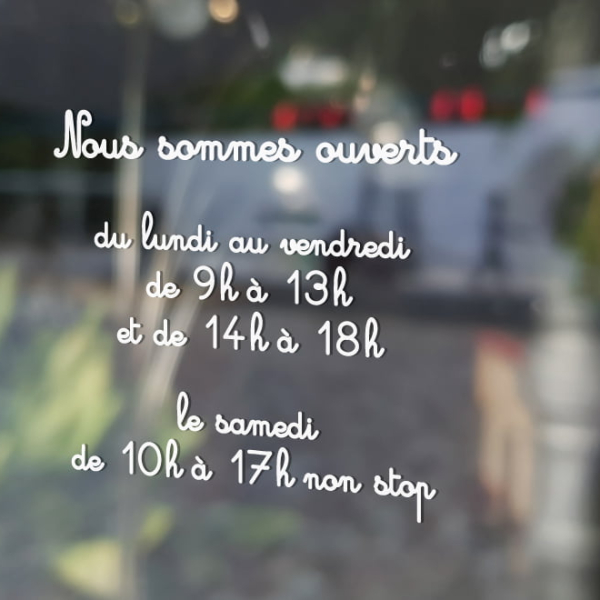 Vitrine horaires d'ouverture personnalisable