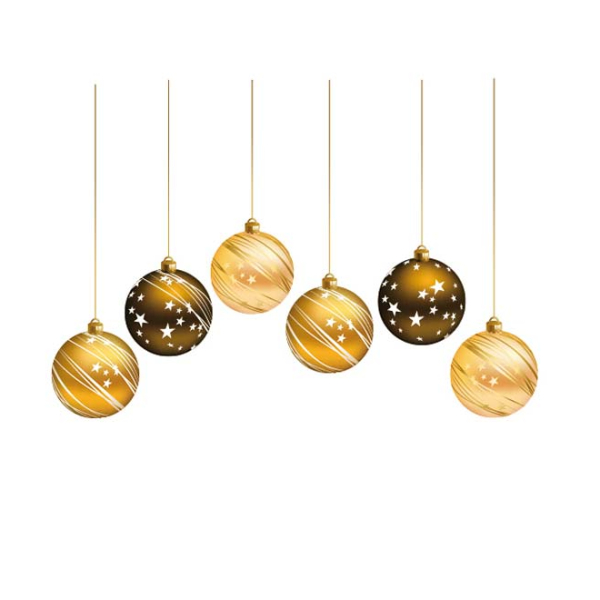 Stickers boules de Noël dorées