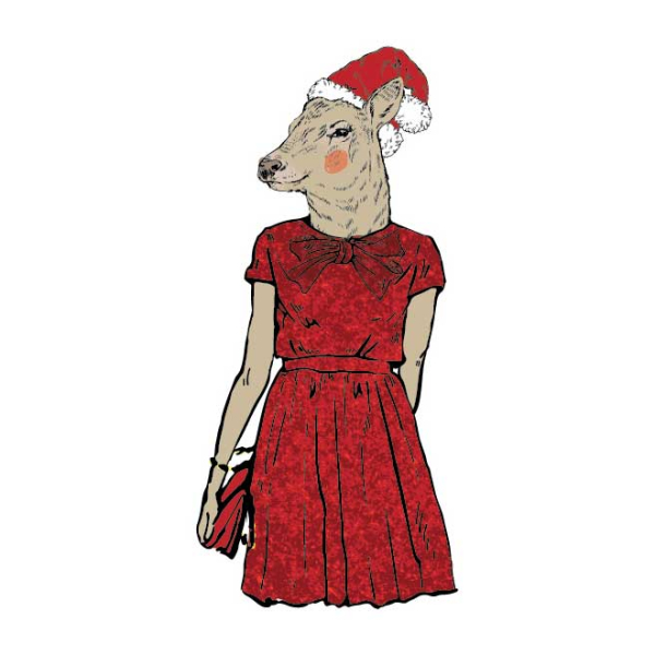 sticker Noël hipster femme