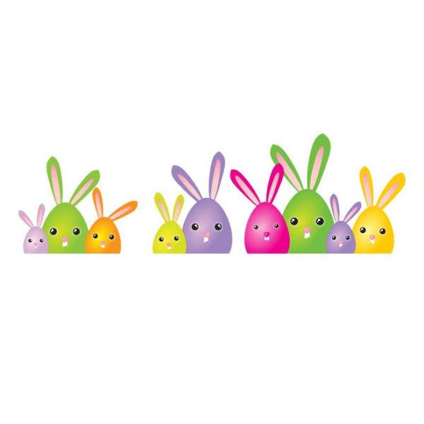 stickers pâques lapins colorés