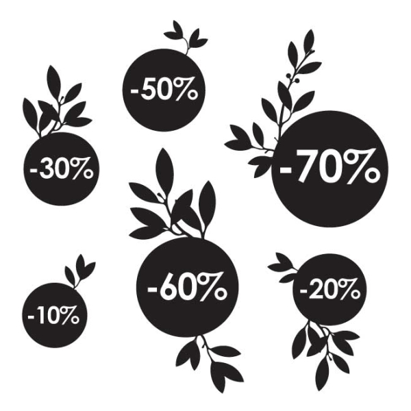 Stickers pourcentages rond fleurs