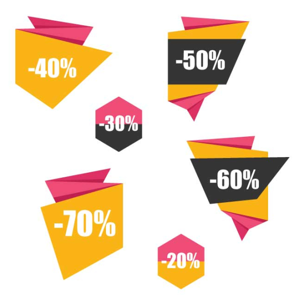 Stickers pourcentages bannière magenta