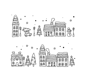 Frise village de Noël vitrine