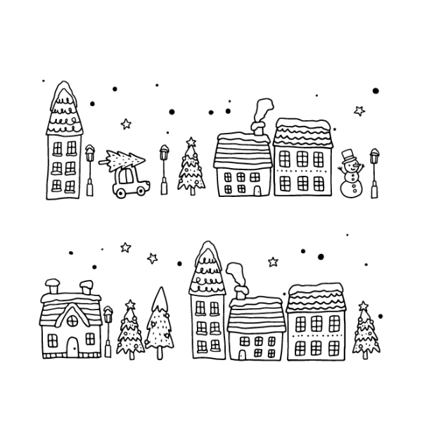 Frise village de Noël vitrine