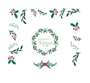 Stickers décoration couronne Noël