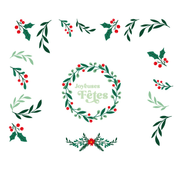 Stickers décoration couronne Noël