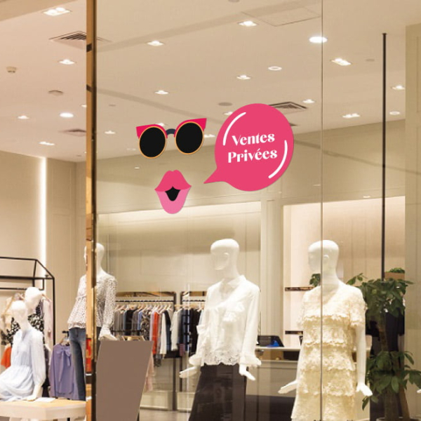 sticker vitrine ventes privées