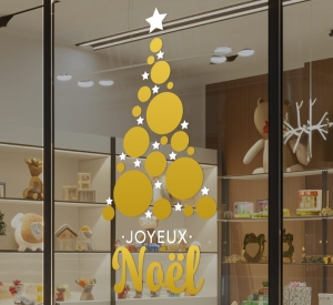Sticker Sapin Doré Joyeux Noël