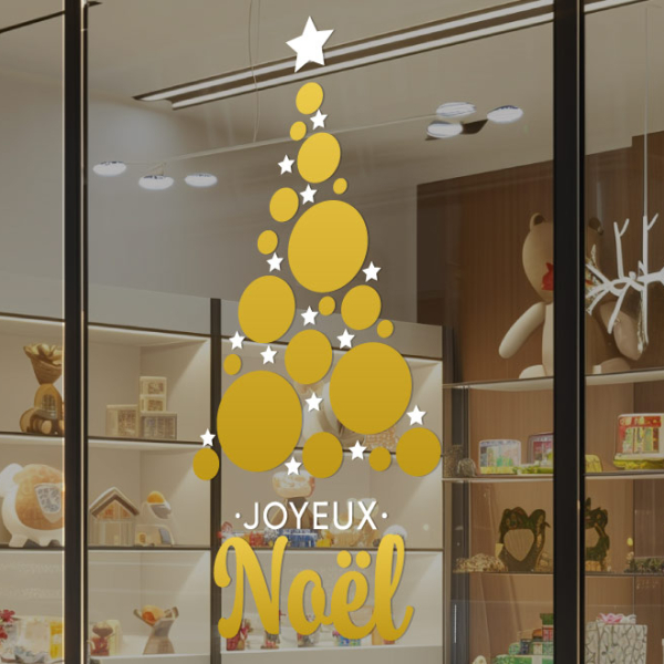 Sticker Sapin Doré Joyeux Noël
