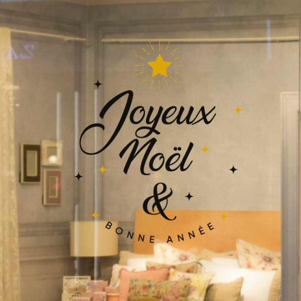 Sticker Joyeux Noël et Bonne Année Noir