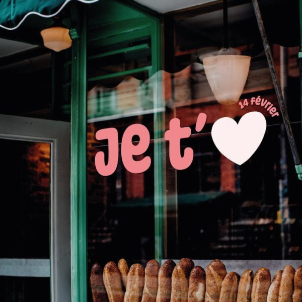 Sticker Je T'aime pour vitrine