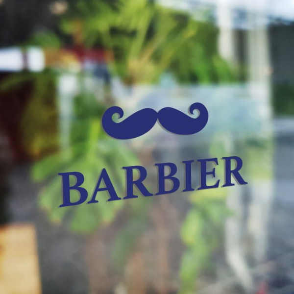Sticker barbier moustache vitrine