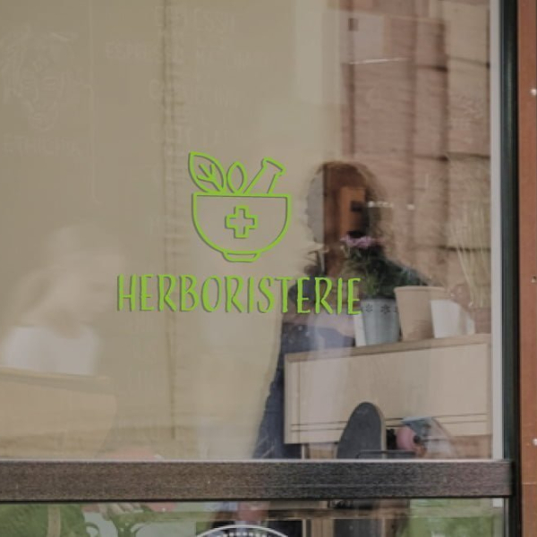 Sticker herboriste vitrine