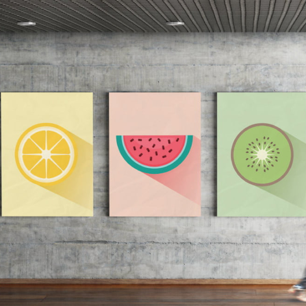 Affiche triptyque fruits