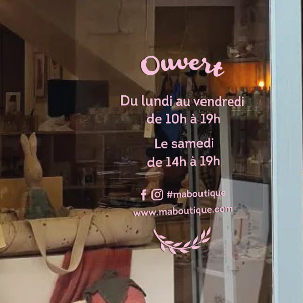 Joli stickers horaires vitrine