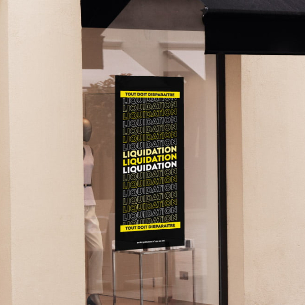 Affiche liquidation vitrine magasin