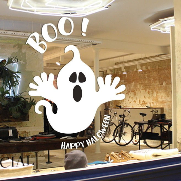 Autocollant vitrine fantôme halloween