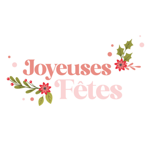 Adhésif rose vitrine joyeuses fêtes