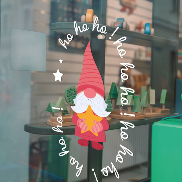 Autocollant vitrine lutin de noël