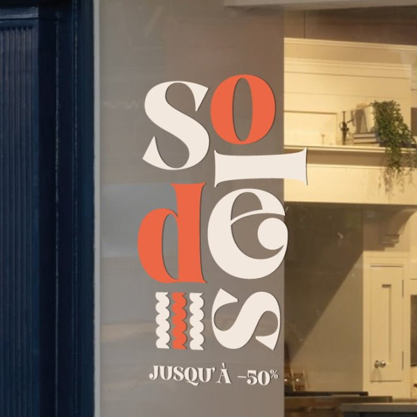 Autocollant soldes vitrine