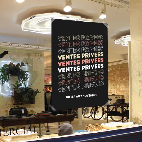 Affiche ventes privées vitrine