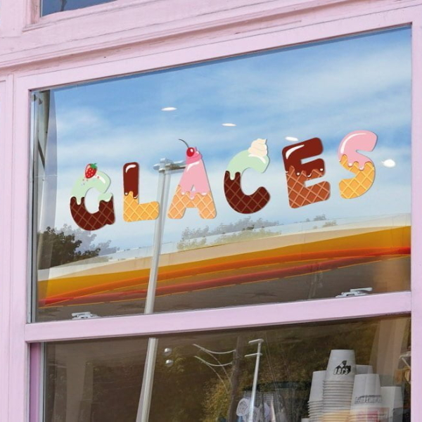 sticker glacier pour vitrine de commerce
