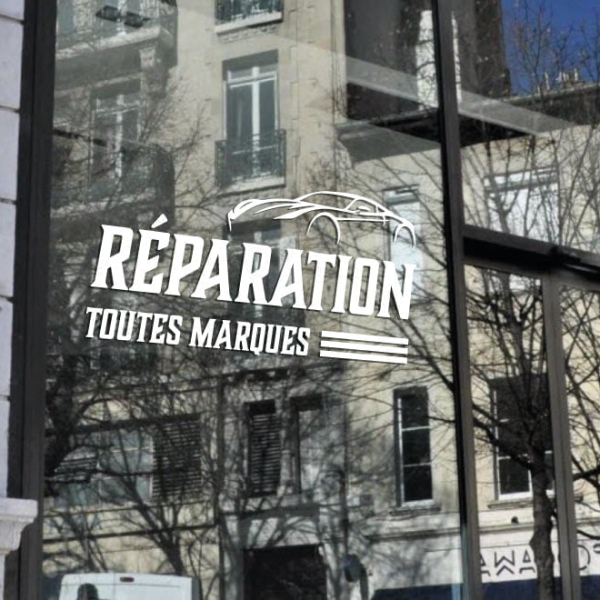 Sticker garage réparation tout marque pour devanture