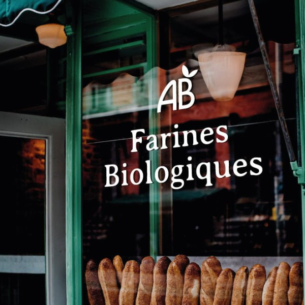 Sticker AB Farines Biologiques pour décoration de vitrine